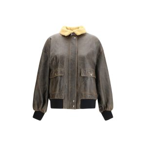 Brown Lamb Ovis Aries Aries Biker Jacket