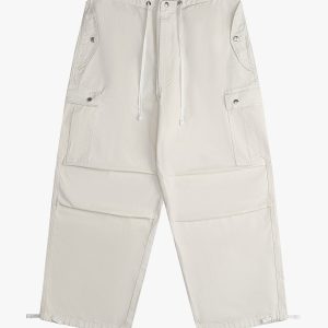 White Cotton Cargo Pants