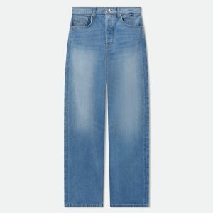 Blue Cotton Casual Pants
