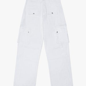 Beige Linen Cargo Pants