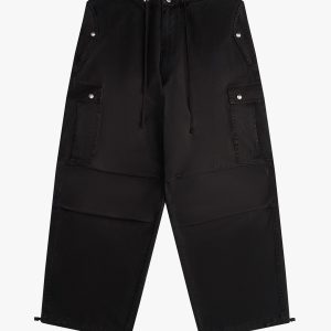 Black Cotton Cargo Pants