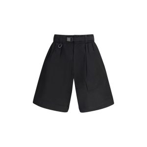 Black Cotton Bermuda Shorts