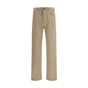 Beige Cotton Casual Pants