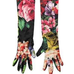 Multicolor Floral Print Elbow Length Women Gloves