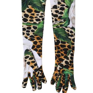 Multicolor Floral Leopard Elbow Length Women Gloves
