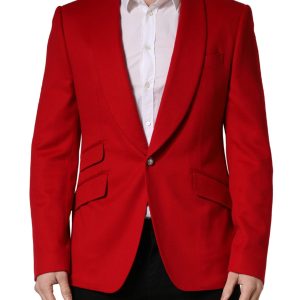 Red Cashmere Single Breasted Jacket Blazer