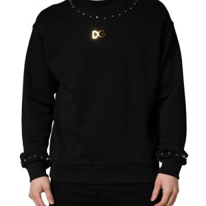Black Embellished Cotton Sweatshirt Sweater