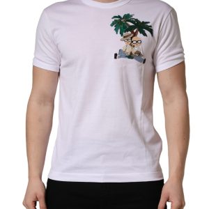 White Palm Embroidered Men Crew Neck T-shirt