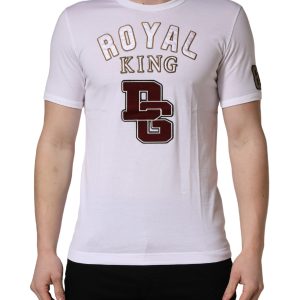 White DG King Royal Crew Neck Cotton  T-shirt