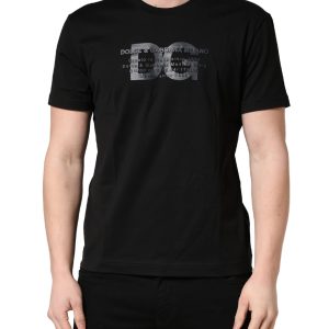 Black Logo DG Print Cotton Crew Neck T-shirt