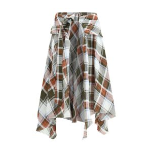 Multicolor Linen Midi Skirt