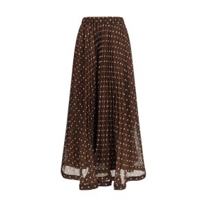 Brown Polyester Long Skirt