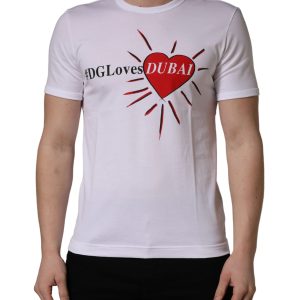 White #DGLovesDUBAI Cotton Crew Neck T-shirt