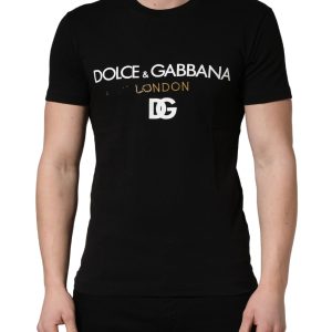 Black DG London Cotton Men Crew Neck  T-shirt