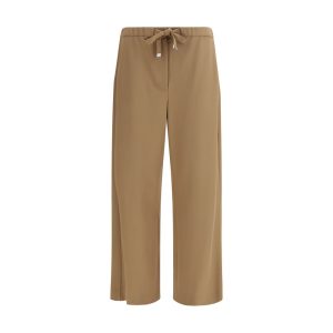 Brown Fleece Wool Casual Pants