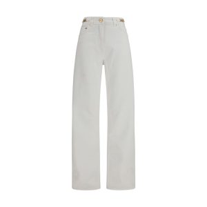 White Cotton Straight-Leg Jeans