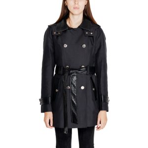 Black Polyester Trench Coat