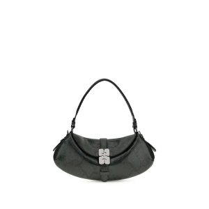 Blue Recycled Leather Shoulder Bag