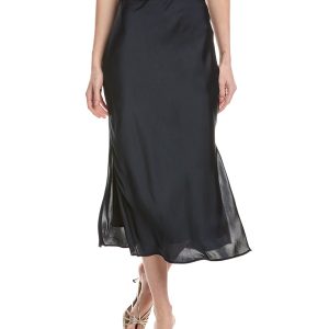 Blue Polyester Long Skirt