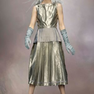 Silver Fibres Midi Skirt