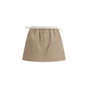 Beige Cotton Mini Skirt