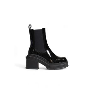 Black Polyester Ankle Boots
