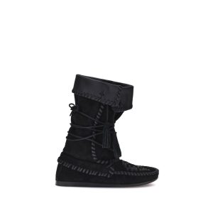 Black Calf Leather Bos Taurus Lace-Up Boots
