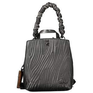 Black Polyurethane Women Mini Backpack