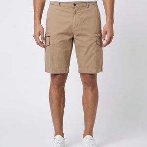 Beige Cotton Cargo Shorts