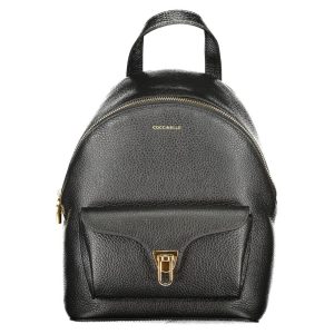 Black Leather Women Backpack