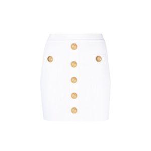 White Polyester Mini Skirt