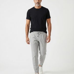 Gray Linen Casual Pants