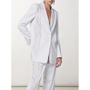 White Polyester Blazer