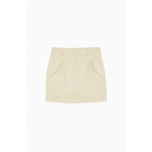 Beige Cotton Mini Skirt