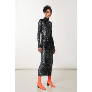 Gold Polyamide Cocktail Dress