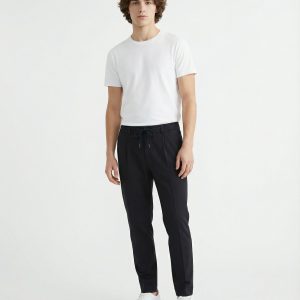 Navy Blue Wool Casual Pants