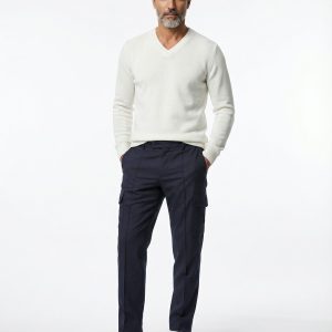 Navy Blue Polyamide Cargo Pants