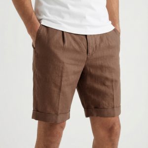Brown Linen Knee Length
