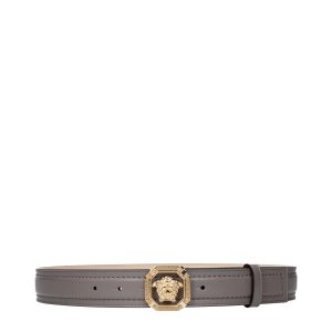 Gray Leather Regular Belt
