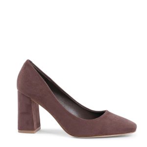 Brown Fabric High Heel Pumps