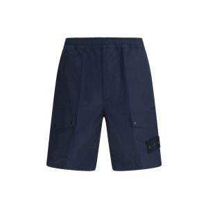 Blue Cotton Bermuda Shorts
