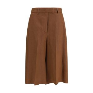 Brown Viscose Bermuda Shorts