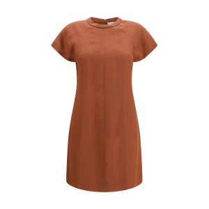 Brown Viscose Casual Dress