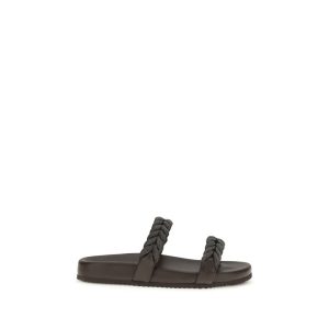 Brown Calf Leather Bos Taurus Flat Sandals