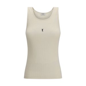 Beige Cotton Tank Tops