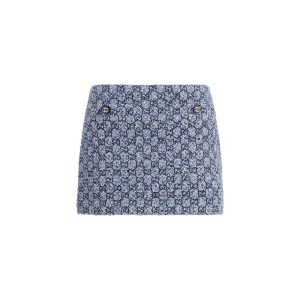 Blue Cotton Mini Skirt