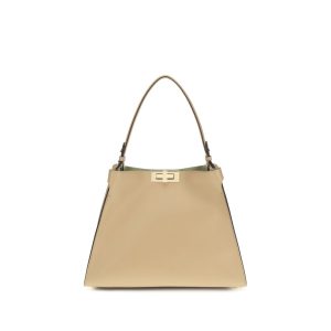 Beige Calf Leather Bos Taurus Shoulder Bag
