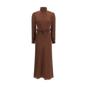 Brown Silk Casual Dress