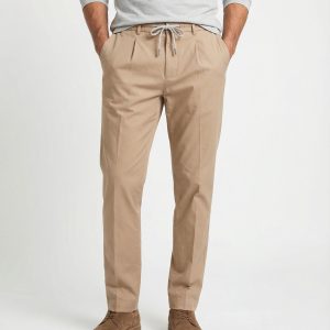 Beige Cotton Casual Pants