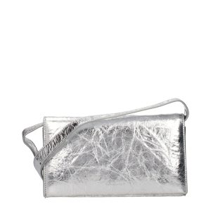 Gray Leather Crossbody Bag